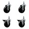Service Caster 4 Inch Hard Rubber 12 Inch Threaded Stem Caster Set 2 Brakes SCC SCC-TS20S414-HRS-121315-2-PLB-2 - alternate 1